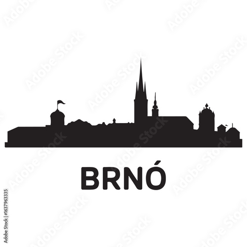 Brno skyline silhouette. Landscape Brno, Czech Republic. Vector black silhouette. with white background.
