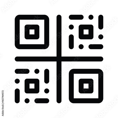 Outline QR code icon for scan and quick response linking.