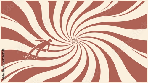 A man falling into a spiral, representing hypnosis, confusion, and the feeling of being overwhelmed by the pressures of life