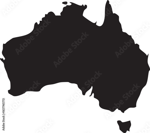 Australia Isolated Vector Map Silhouette