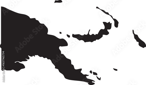 Papua New Guinea Isolated Vector Map Silhouette