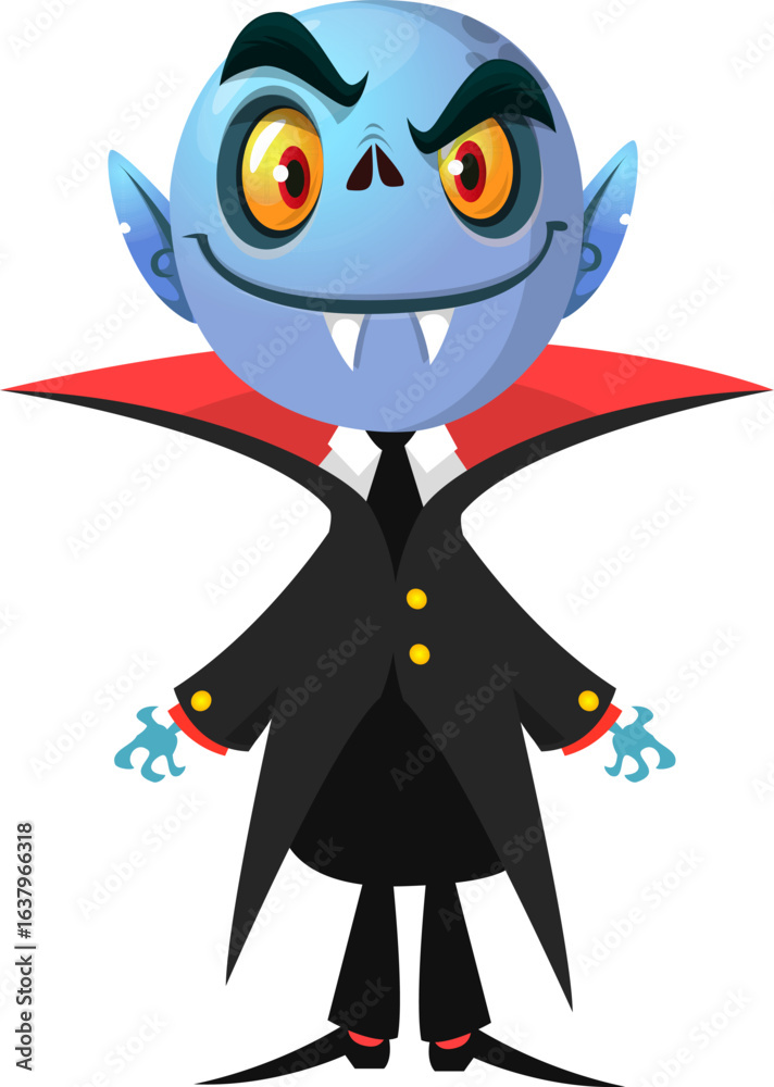 Obraz premium Cute cartoon vampire character design. Vector illustration for Halloween themed party decoration