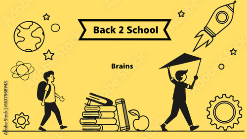Back to School Students Walking Towards Knowledge and Innovation.