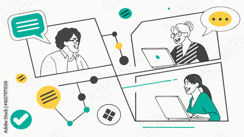 Diverse Team Members Engaging in Online Video Conference Call.