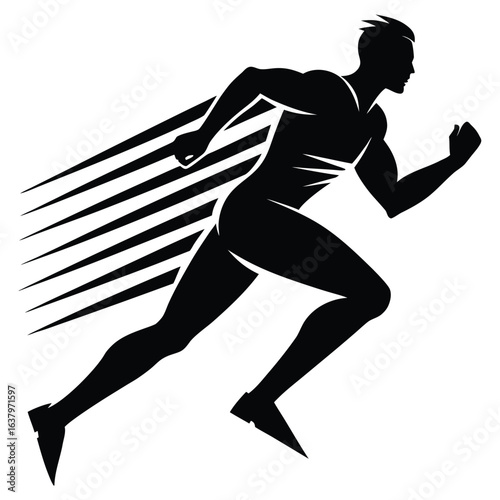 Dynamic Silhouette of a Runner, running man
