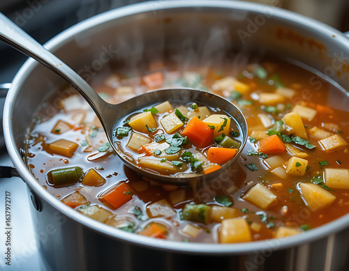 Bowl of mixed vegetable soup