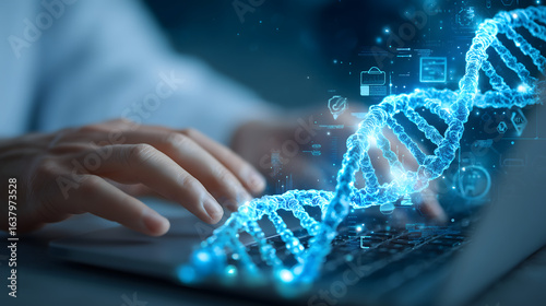 DNA Analysis and Digital Technology Concept