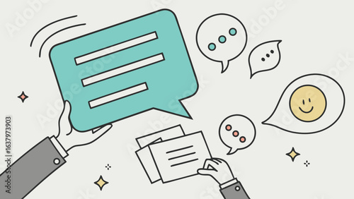 Hands Holding a Message Bubble with Feedback.
