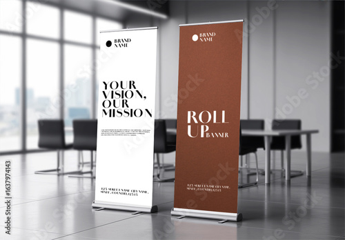 Two Side Roll Up Banner Mockup Design