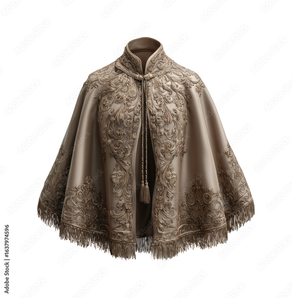 Obraz premium Elegant embroidered cape fashion display clothing modern, isolated on transparent background, png