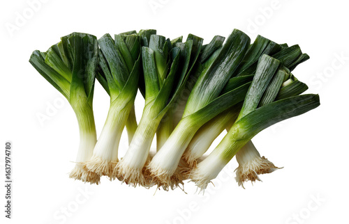 Fresh leeks harvested farm field food natural, isolated on transparent background, png