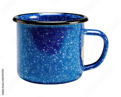 Adventure blue mug camping product nature, isolated on transparent background, png