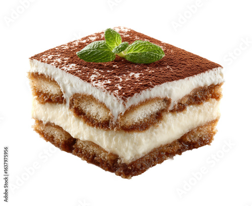 Delicious tiramisu dessert kitchen food bright, isolated on transparent background, png