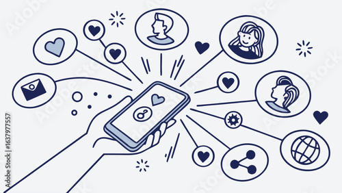 Smartphone Social Media Interactions and Connections.