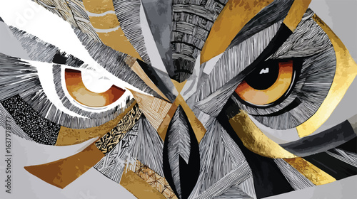 Abstract owl face graphic art