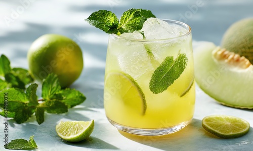 Wallpaper Mural Sparkling Melon Lime Mojito (Mocktail) with Fresh Mint and Ice Torontodigital.ca