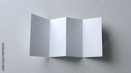 Blank tri-fold brochure mockup on a light gray background.