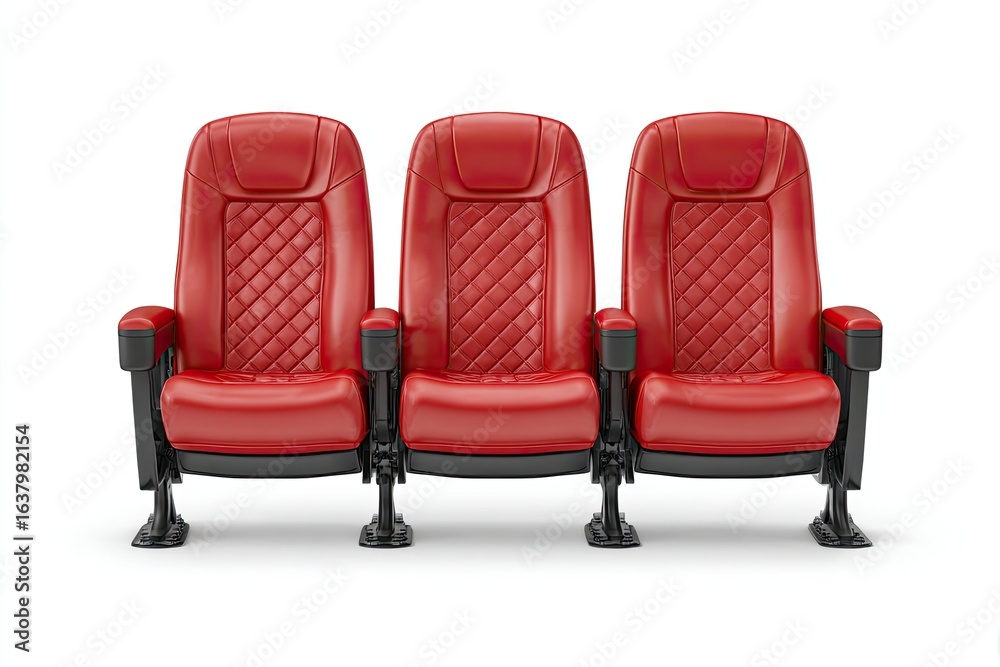 Naklejka premium Three red leather cinema seats