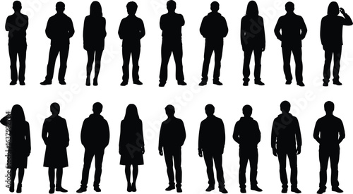 Collection of diverse human figures in a black silhouette style