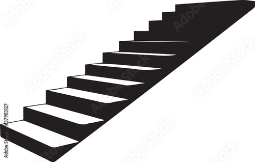 Wallpaper Mural Silhouette of a Straight Staircase Ascending Against White Background stairs black Torontodigital.ca