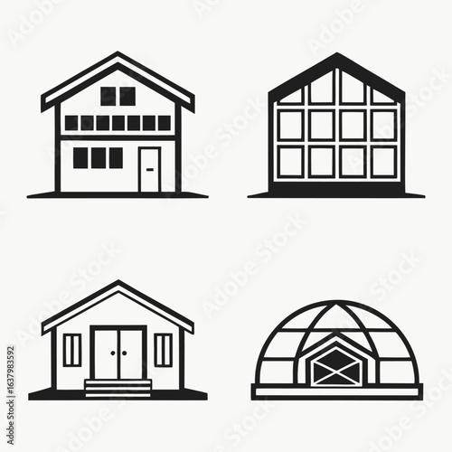 Diverse Architectural Building Icons house architecture