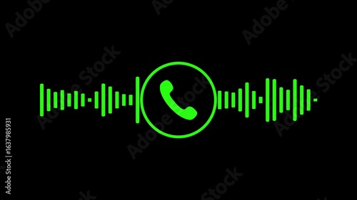 Call dial with sound wave animation isolated on Black Background