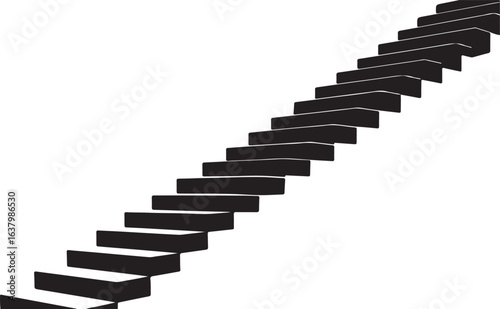 Simple Black Silhouette of Stairs Ascending Diagonally steps staircase