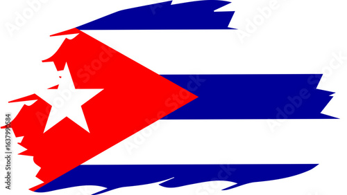 Cuba Country Map and Flag Design – Vector Illustration