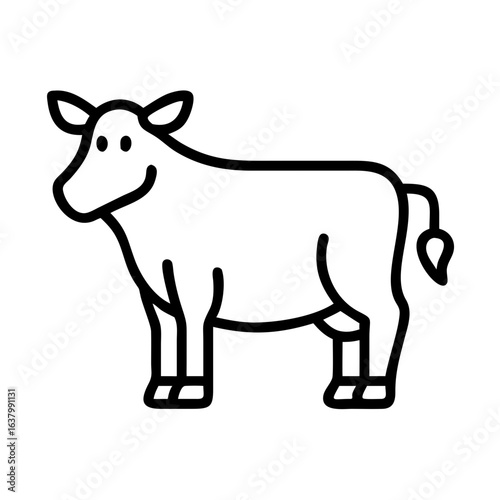 Outline drawing of a dairy cow vector illustration farm animal clipart for graphic design projects