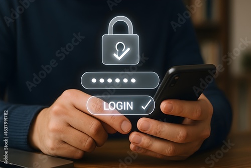 Wallpaper Mural concepts of online security, data protection, and a secure login or authentication process for websites, apps, and digital services. It visually conveys a safe and verified entry into a digital platfo Torontodigital.ca