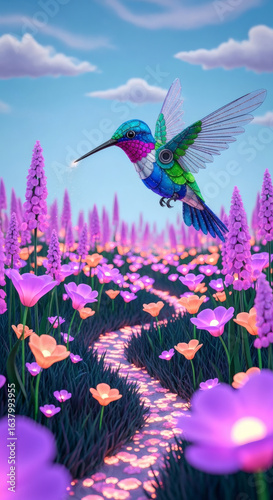 hummingbird and flower