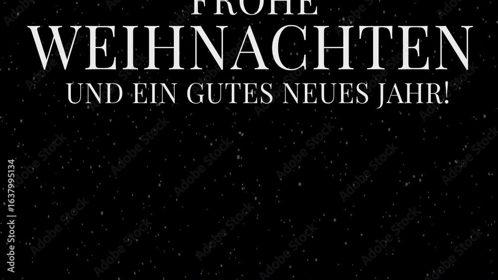 Frohe Weihnachten und ein gutes neues Jahr deutsch Schnee Schriftzug mit Alphakanal Animation Motion Graphic