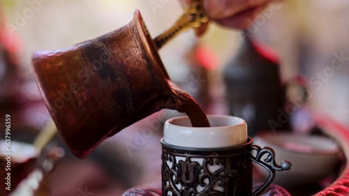 Traditional Turkish Coffee Brewing in Hot Sand at Sirince, Turkey – Slow Motion Footage