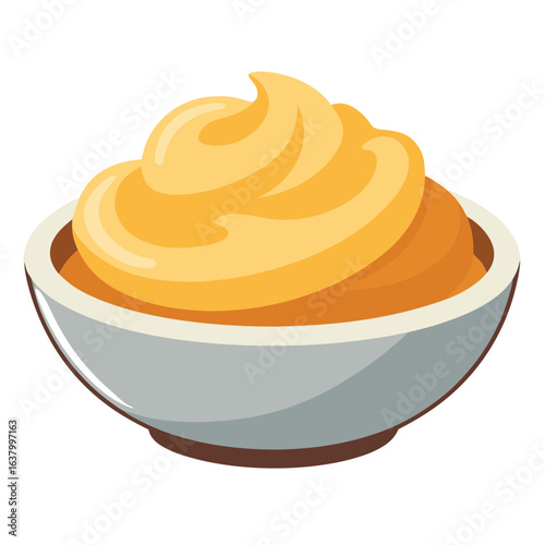 Mashed potatoes with gravy swirl in bowl classic comfort food illustration