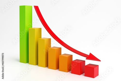 Free Download Bar chart showing a sharp decline with a red arrow indicating a downward trend and financial loss - GFXLoad