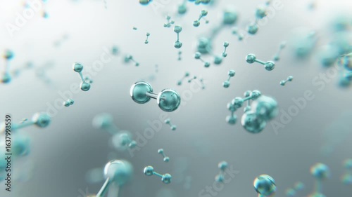 Floating hydrogen and oxygen molecules captured in ultra-clear 3D, showcasing microscopic beauty, purity, and scientific elegance for technology, chemistry, and medical concepts.