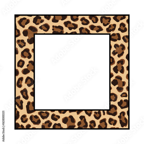 Leopard Print Frame for Pictures or Text with Customizable Black Background Interior