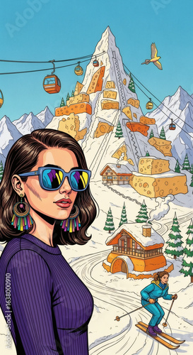 young woman with snowboard