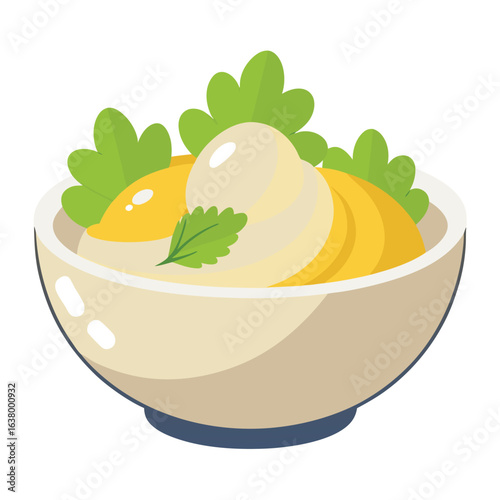 Potato salad with mayonnaise egg mustard and herbs summer side dish illustration