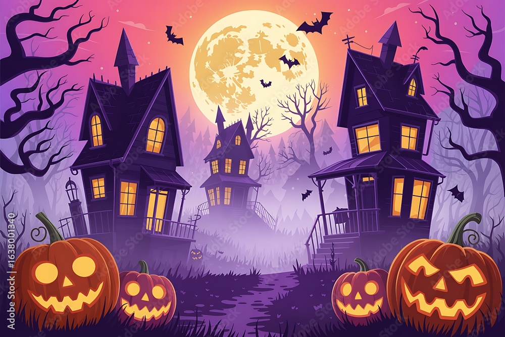 Fototapeta premium halloween background with pumpkins