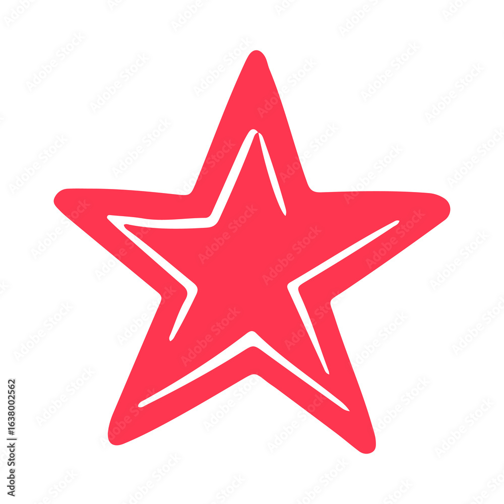 Obraz premium red star doodle illustration 