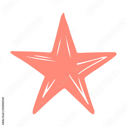 Pink  star isolated doodle style 