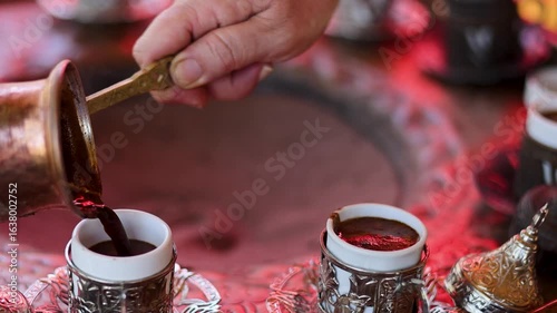 Traditional Turkish Coffee Brewing in Hot Sand at Sirince, Turkey – Slow Motion Footage