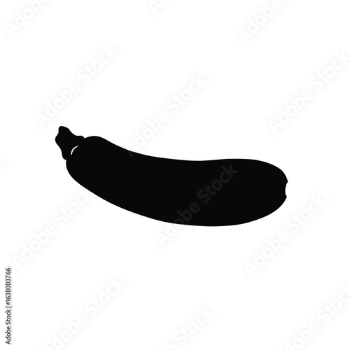Black silhouette of a zucchini on a white background