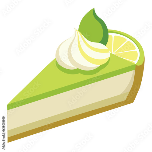 Slice of key lime pie with whipped topping and lime zest