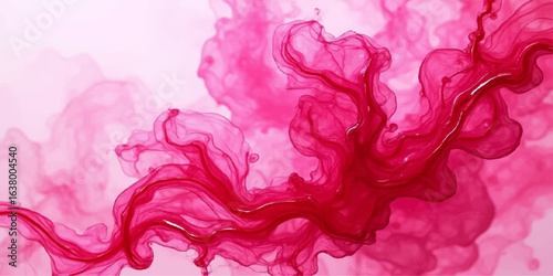 Abstract watercolor background vector with pink peony flowers and a smoky texture