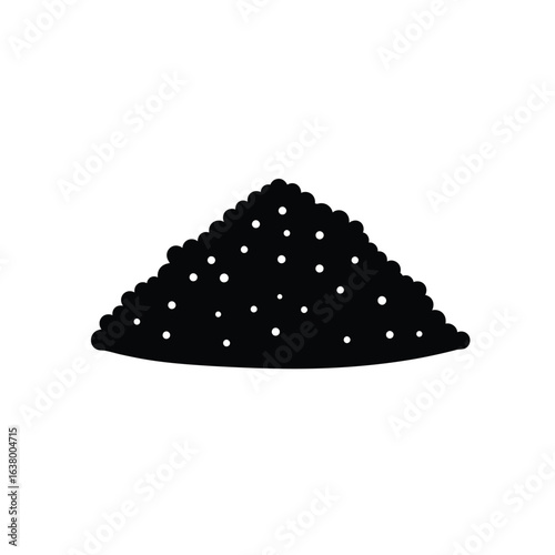 Black silhouette of a pile of small round objects with white dots