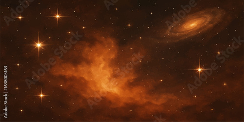Bright nebulae of cosmic dust and stars create a fantastical explosion of light in the night sky