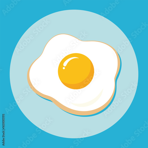 Sunny side up fried egg with crispy edges on ceramic plate breakfast