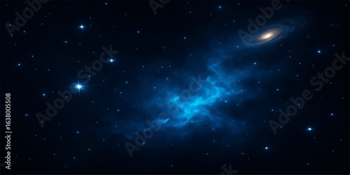 A stunning illustration of a dark, starry night sky and a vibrant, swirling galaxy